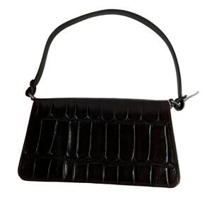 GILDA TONELLI Bag Leather Crocodile Embossed Brown Italian Leather